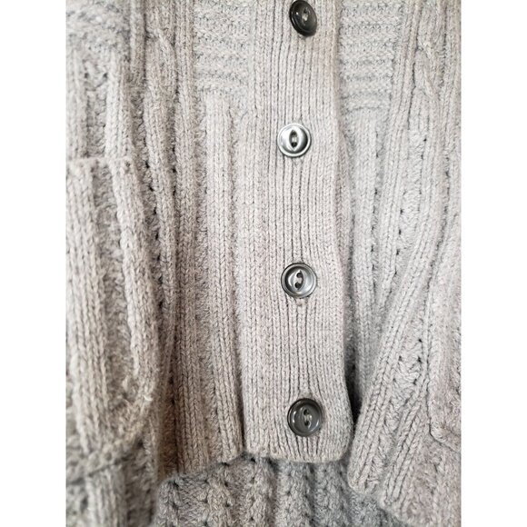 Anne Klein Sport Women's Sz M Button Front Sweater Cardigan Gray Cable Knit - Picture 3 of 8